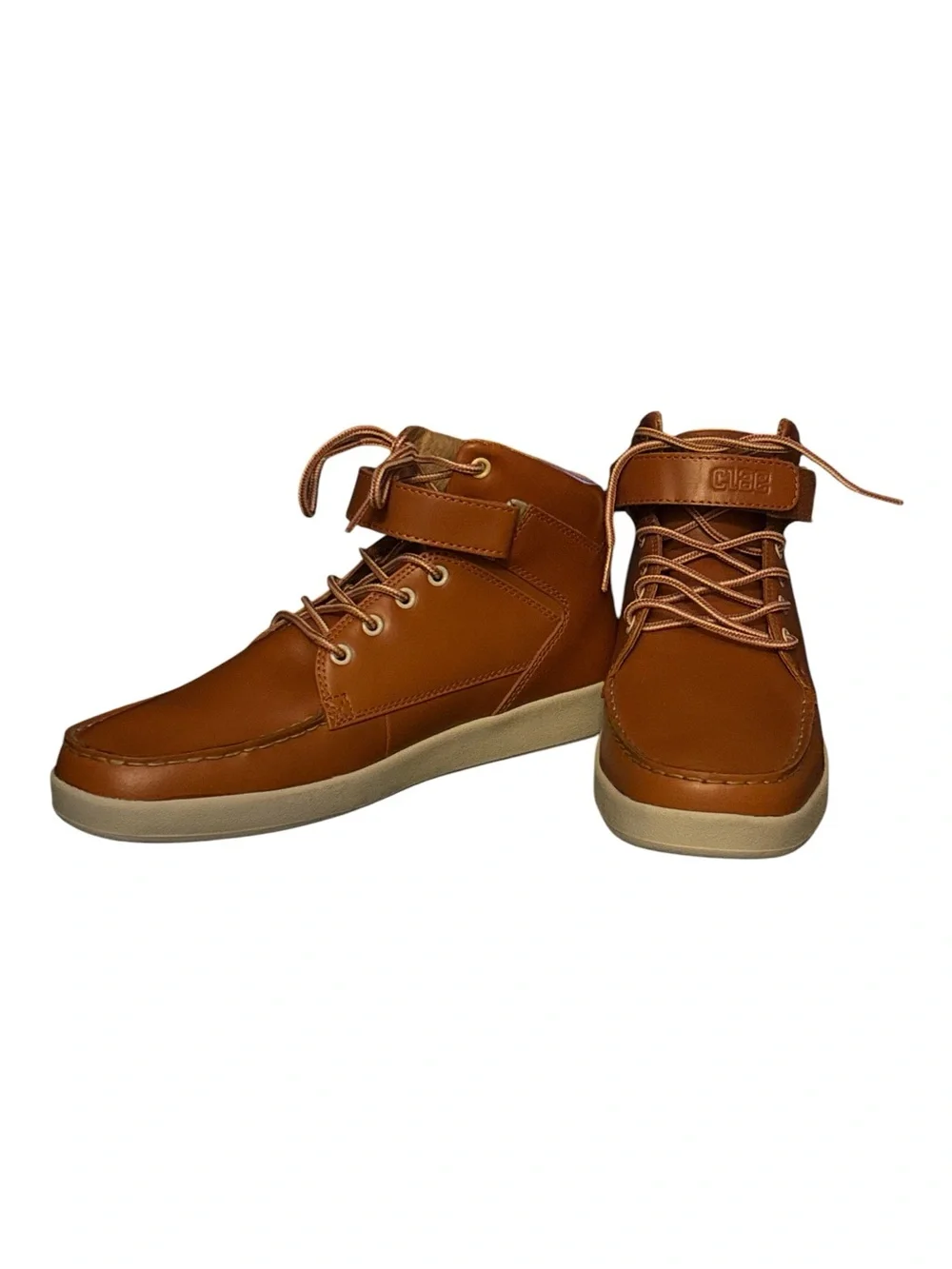 CLAE Khan Leather Moccasin High Top Sneaker Boots Caramel Brown Lace Up Chukka 8